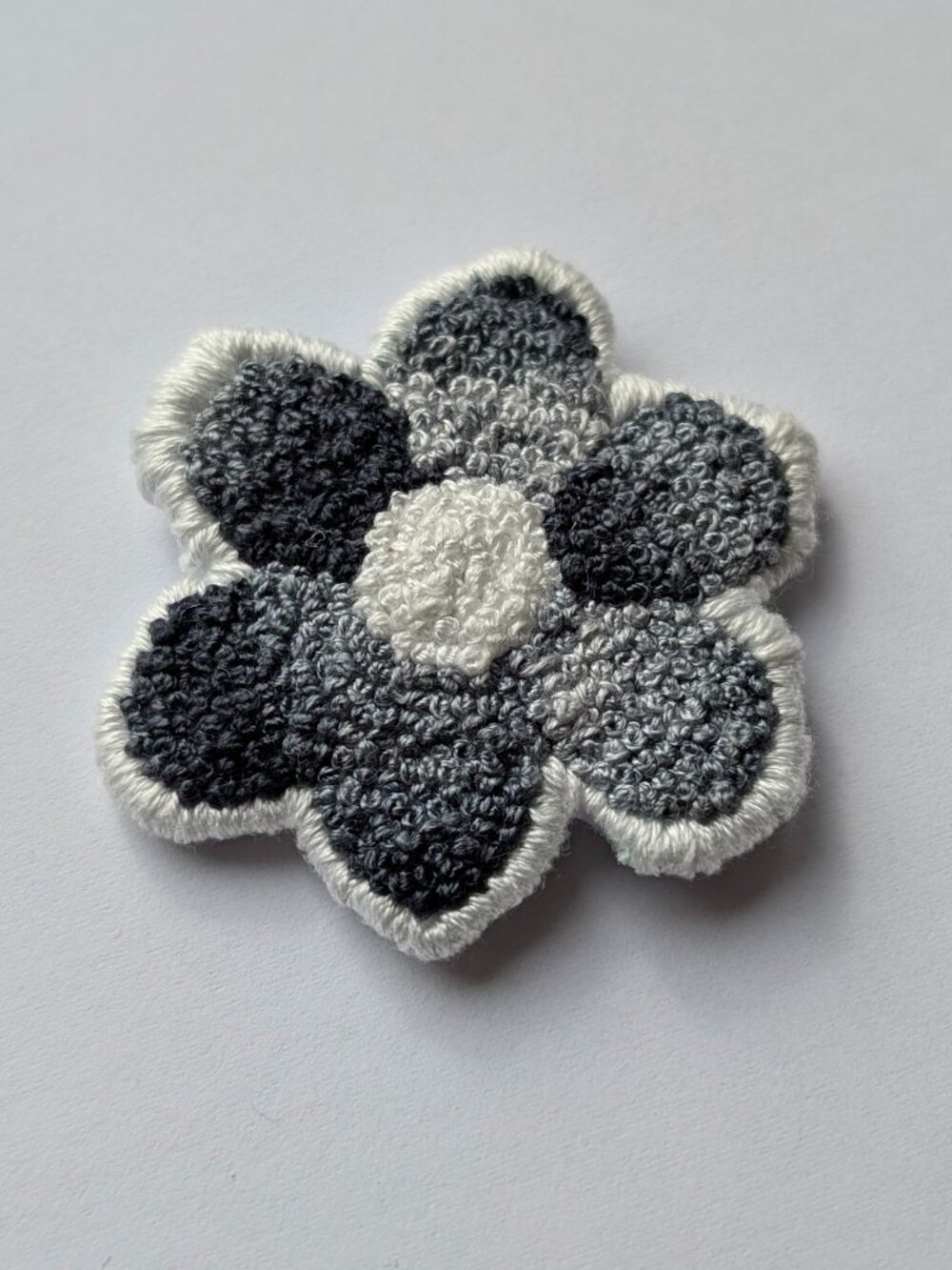 New 100% hand embroidered cotton linen white grey flower hair clip accessory